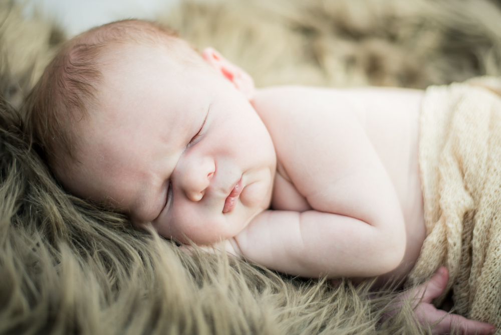 Snuggled on rug, newborn photographer Cockermouth