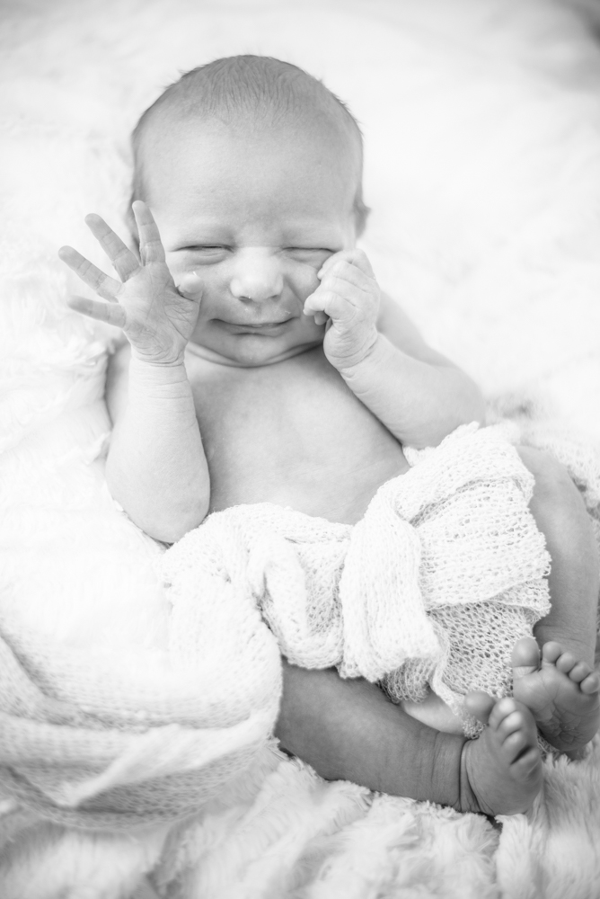 newborn Mikey waving, newborn photographer Carlisle