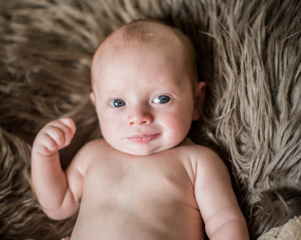 Open eyes for camera, newborn photographer Wigton