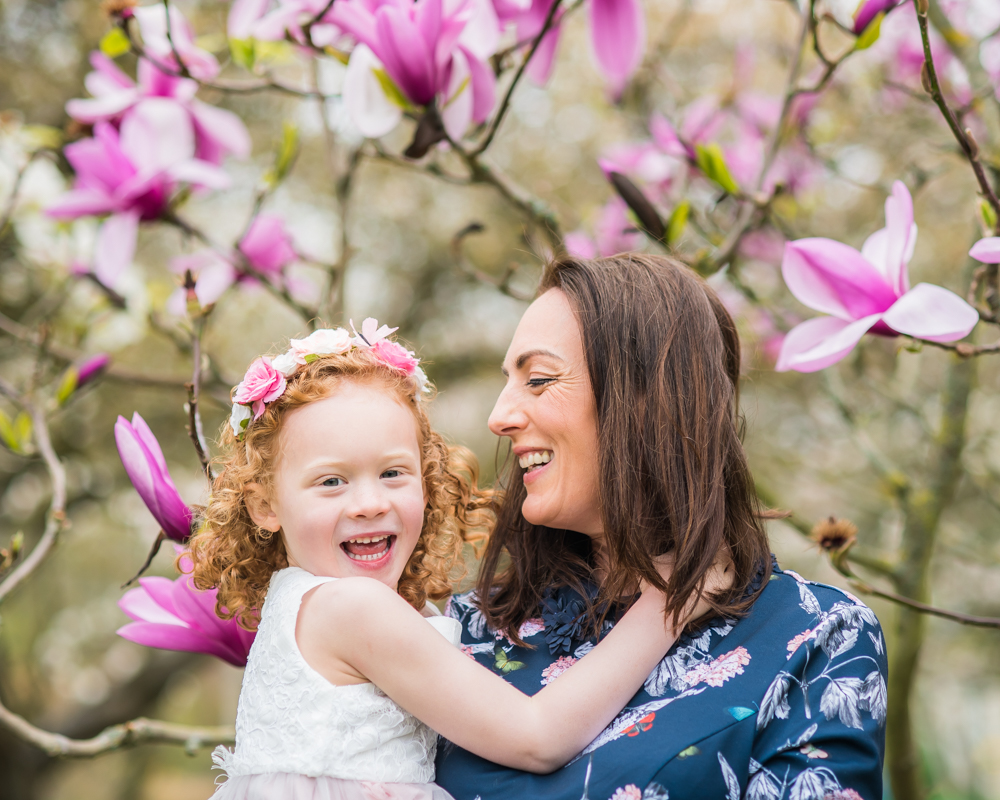 Laughing with Mum, spring family portraits
