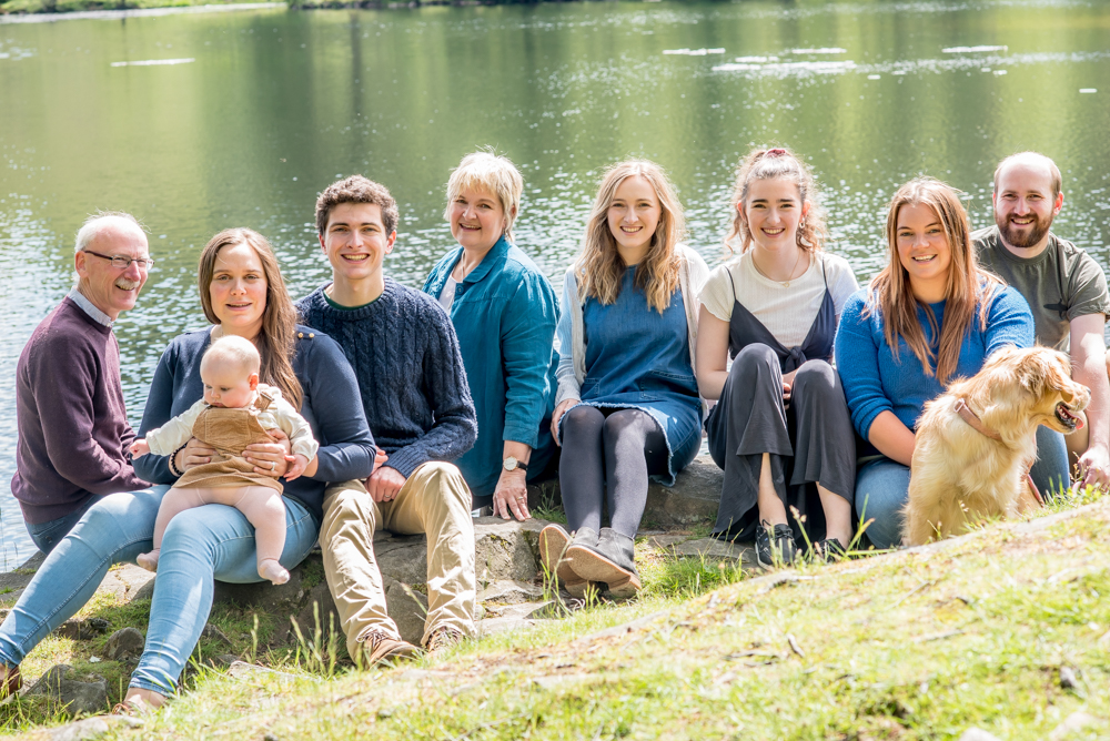 Family posing by the lake, Lake District family photographer