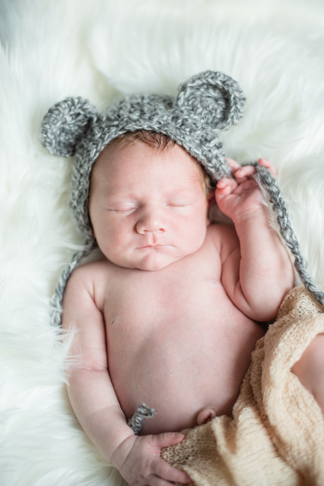 Baby in teddy hat, newborn portraits Workington