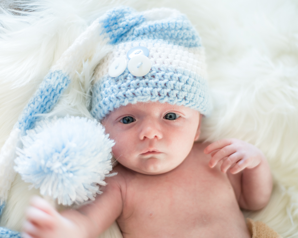 Pom pom hat on baby Freddie. Sheffield photographers