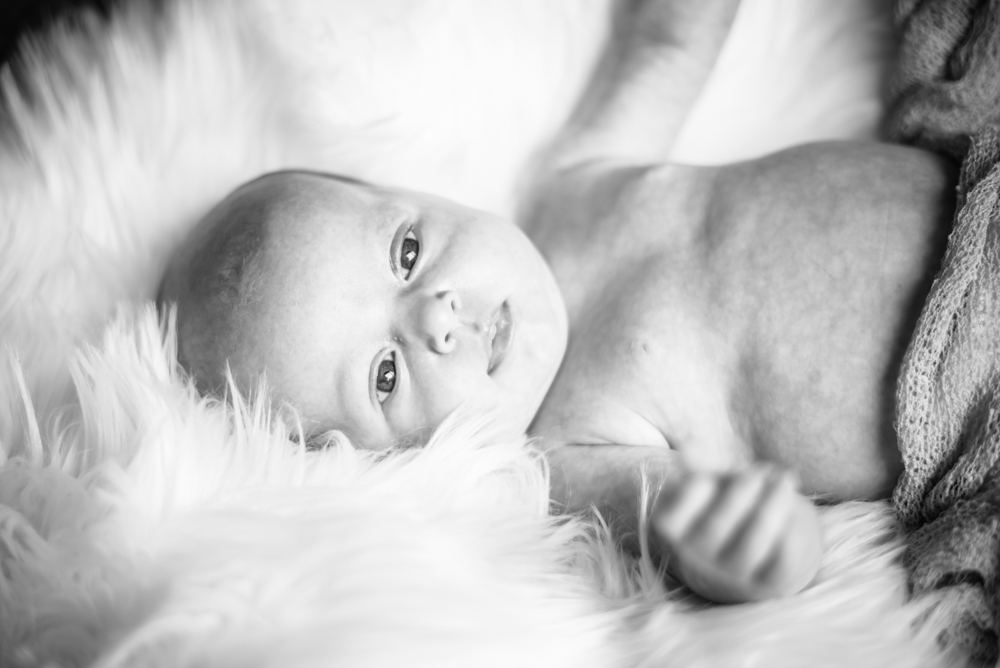 Black and white baby portrait, newborn photographer Cockermouth