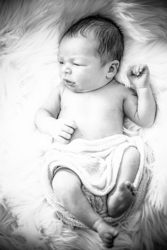 Black and white newborn portrait, Carlisle baby photographers
