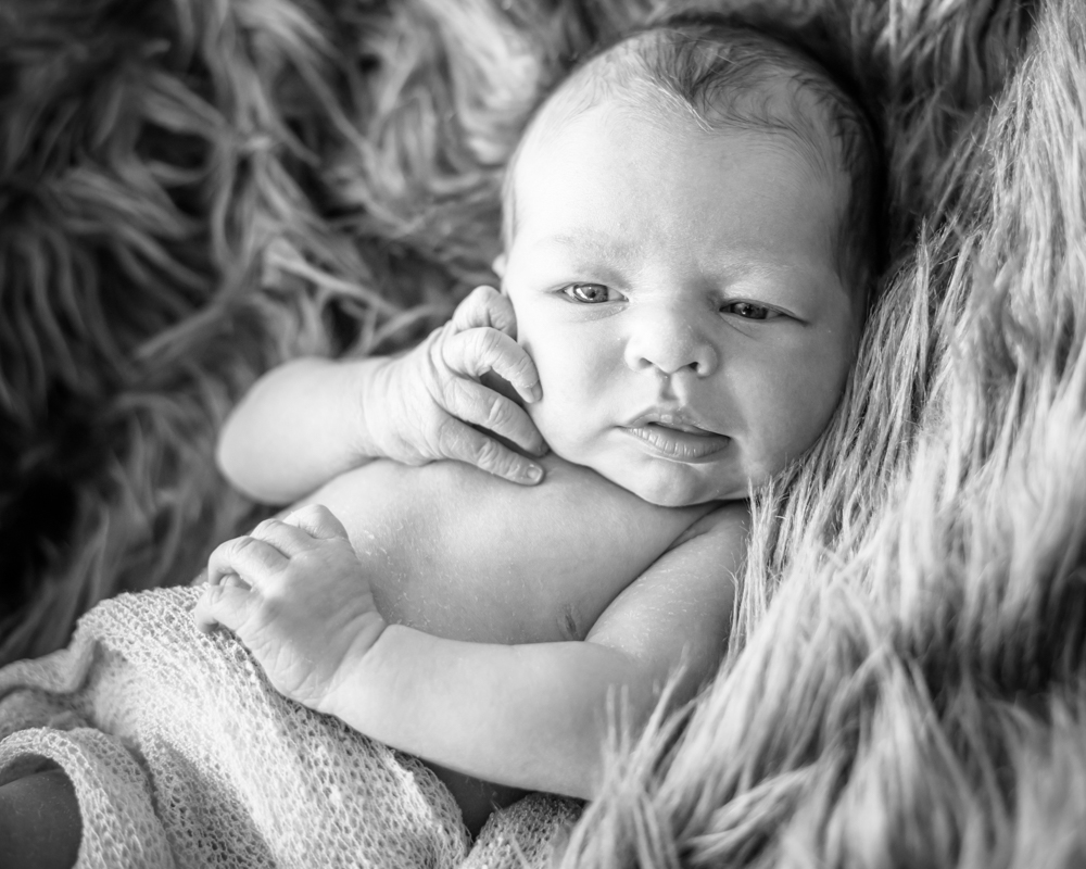 Baby Liam posing, newborn photographer Maryport